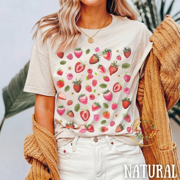 Strawberry Shirt Strawberry Clothes Strawberry Top Strawberries Tee Strawberry Gifts Garden T shirt Aesthetic Clothing Summer Fruit Shirt, 1