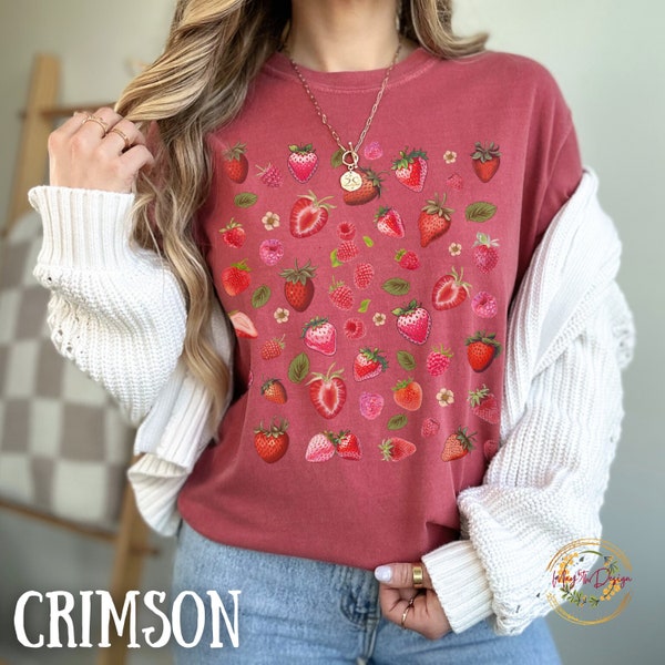 Strawberry Shirt Comfort Color Strawberry Clothes Strawberry Top Strawberries Tee Strawberry Gifts Garden T-shirt Aesthetic Clothing