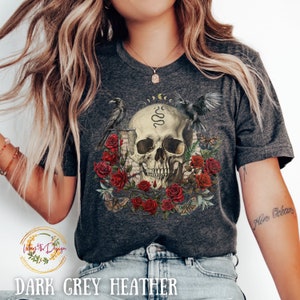 Vintage Roses Shirt, Vintage Flower T-shirt, Retro Rose Shirt, Rock and Roll Oversized Tshirt, Skull and Roses Shirt, Gothic Flower Graphic