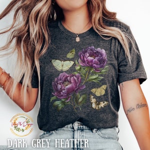 Butterfly Shirt Designs, Butterefly Print T-shirt, Butterfly Floral Shirt, Cute Butterfly Shirt, Vintage Botanical Butterfly Shirt, Peonies