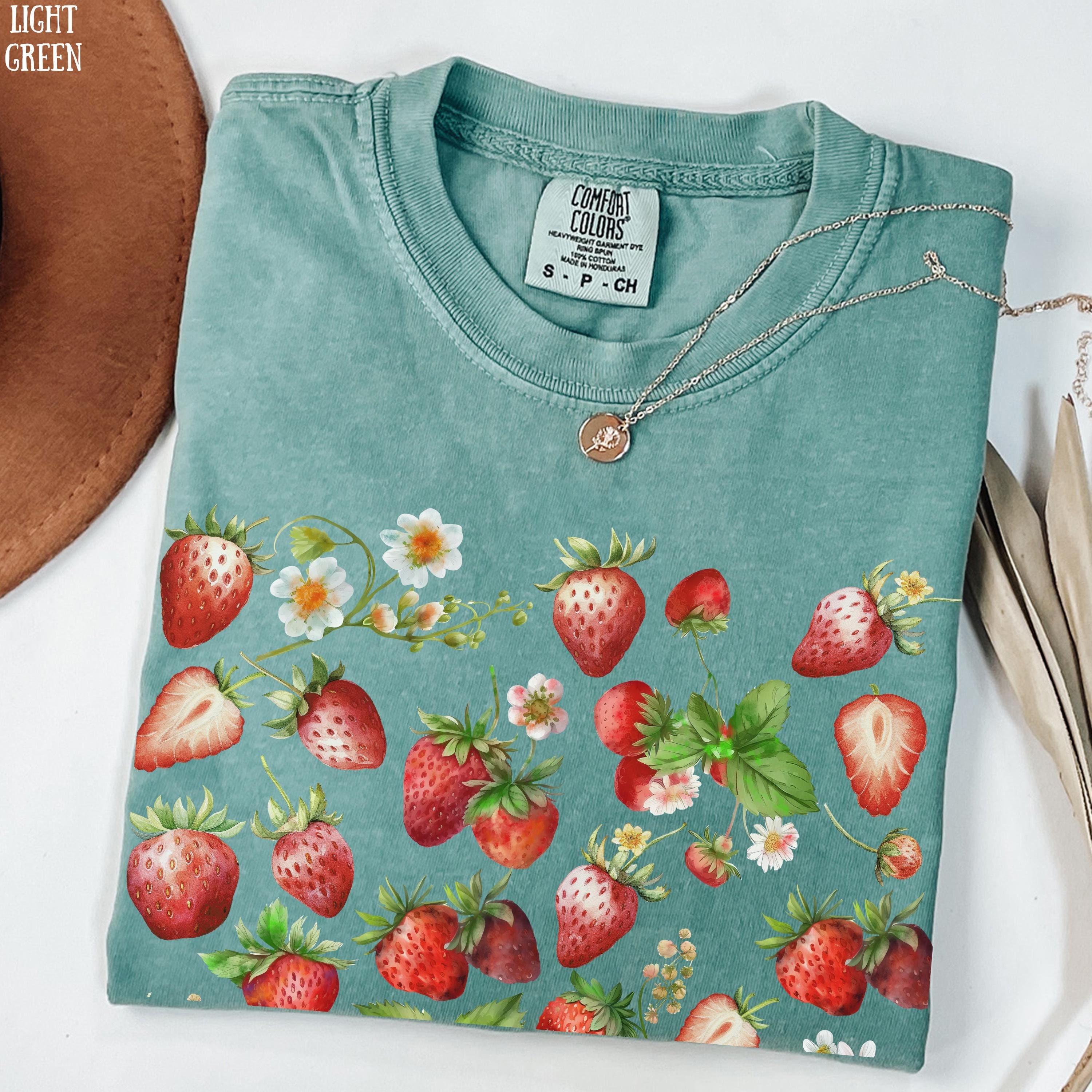 Floral Shirt, Plant Shirt, Strawberry Shirt, Comfort Color, Cottagecore Shirt, Flower Graphic Tee, Gift for Women, Botanical Plant Shirt