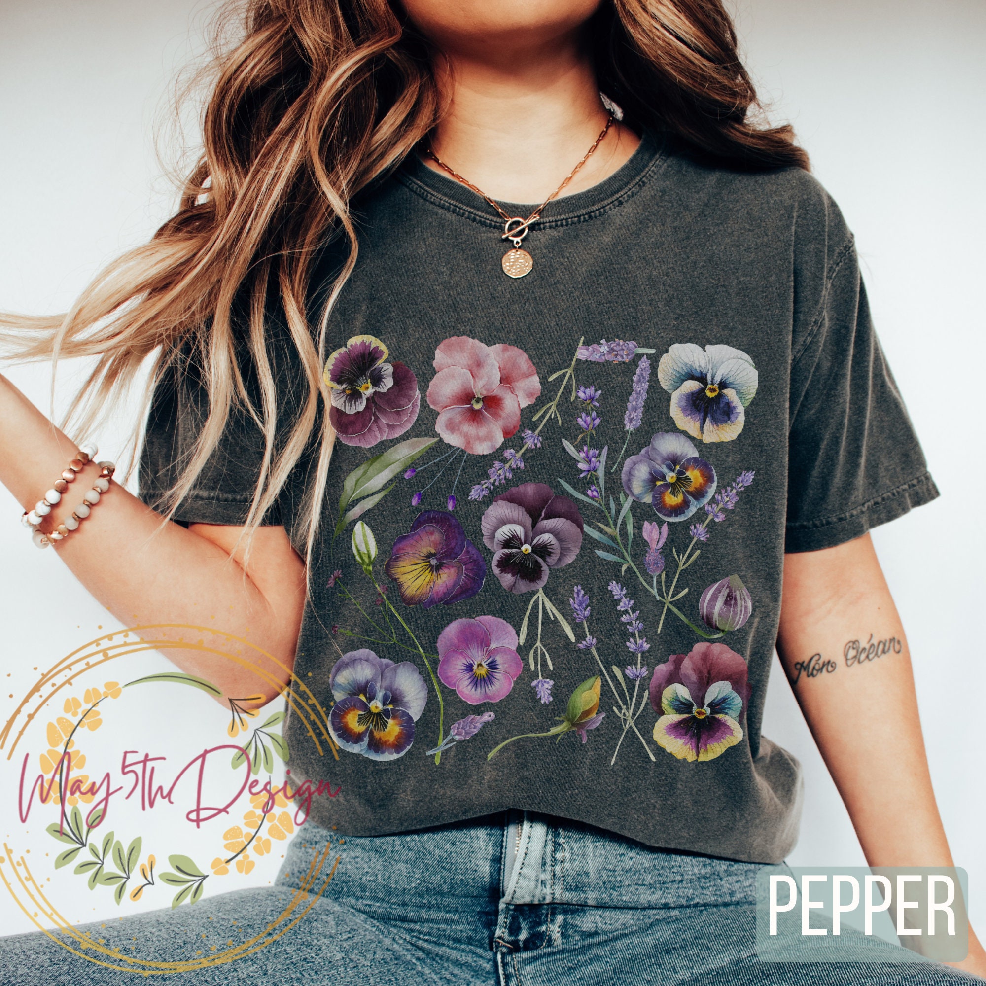Pansy Shirt, Pansies Tshirt, Comfort Colors® Pansies Flowers, Floral Shirt, Botanical Shirt, Flower t-shirt, Gift for Women, Flower Shirt