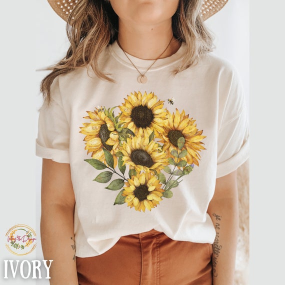 Sunflower Shirt Comfort Color Sunflower Gifts Floral Shirt Vintage