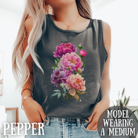 Camiseta sin mangas con flores prensadas, colores cómodos, para
