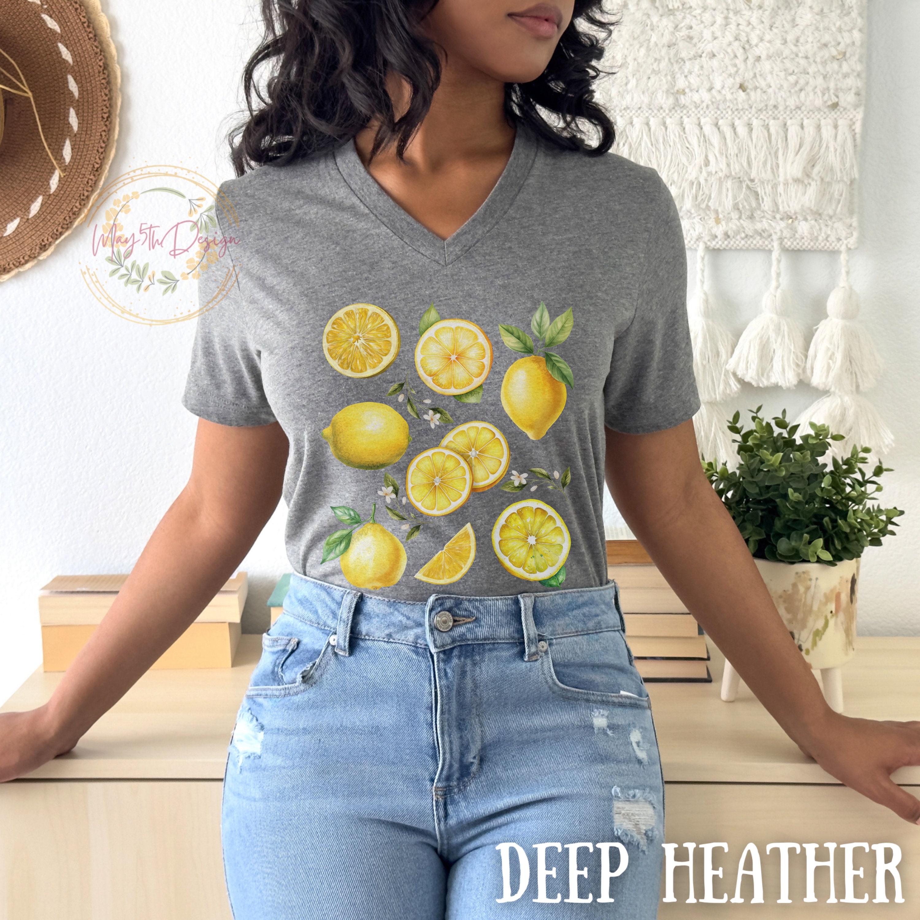 レモンTシャツ、レモンシャツ、レモンプリントシャツ、ボタニカル