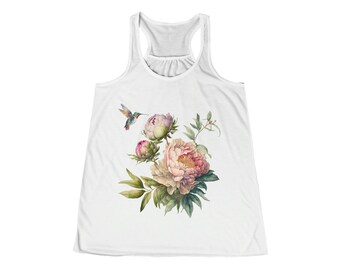 Chemise Sensibilisation Cancer Du Sein – Ruban Rose Avec Fleurs – Débardeur Femme – Coupe Classique Légère