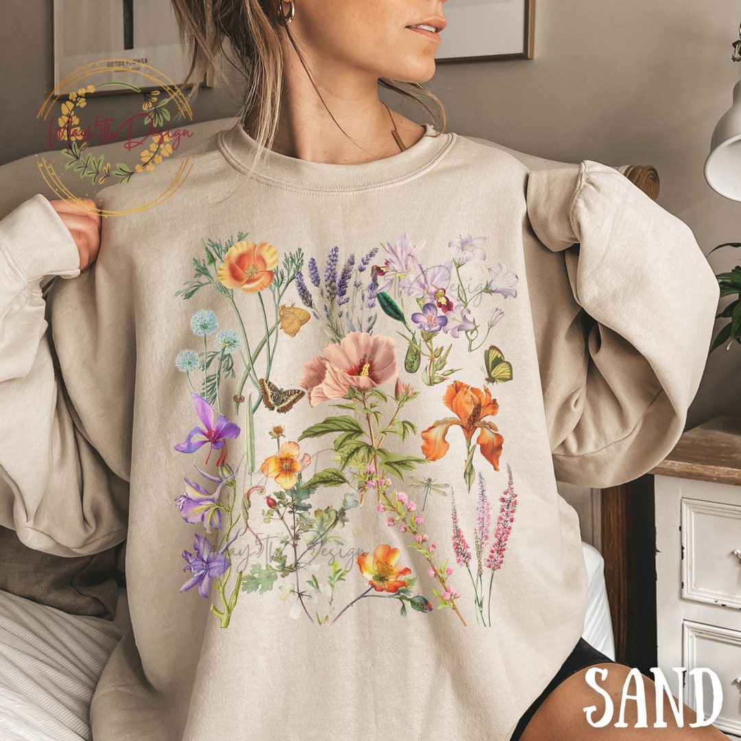 Pressed Flowers Wild Flower Sweatshirt, Cottagecore Shirt, Vintage ...