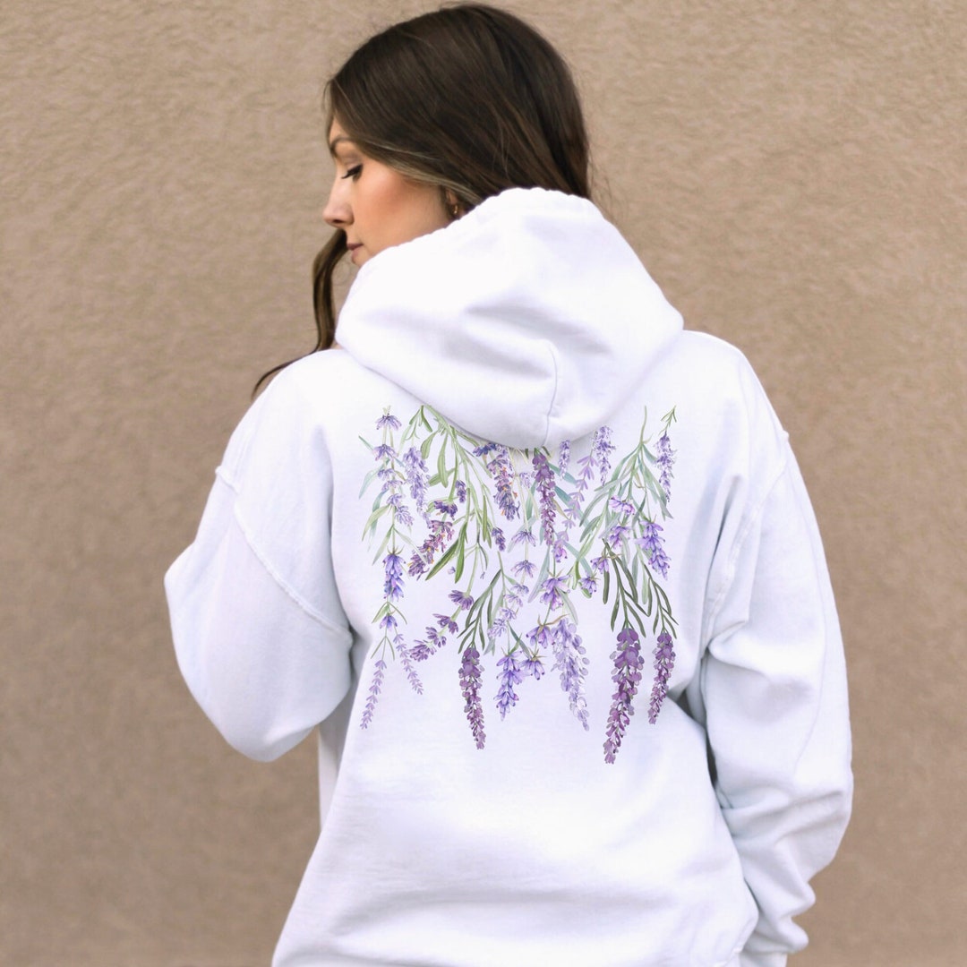 Botanical Hoodie Wild Flower Shirt Lavender Floral Sweatshirt