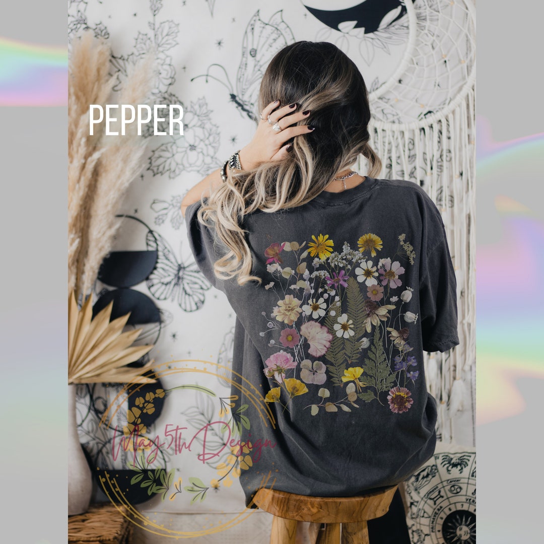 Pressed Flowers Wildflowers Floral Shirt Comfort Colors Shirts Gifts ...