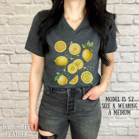 レモンTシャツ、レモンシャツ、レモンプリントシャツ、ボタニカル