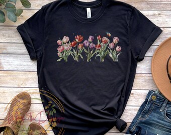 Tulip Flowers Shirt Minimalist Tulip Shirt Tulip Flower