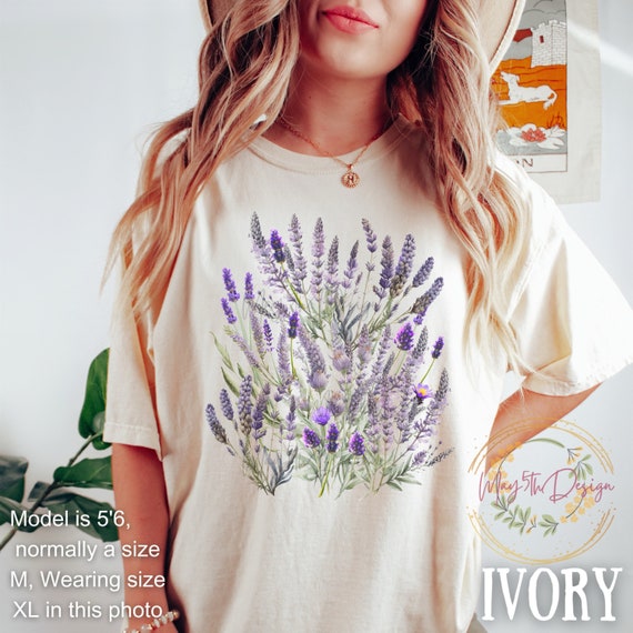 Lavender Botanical Wildflower Comfort Colors Shirt, English