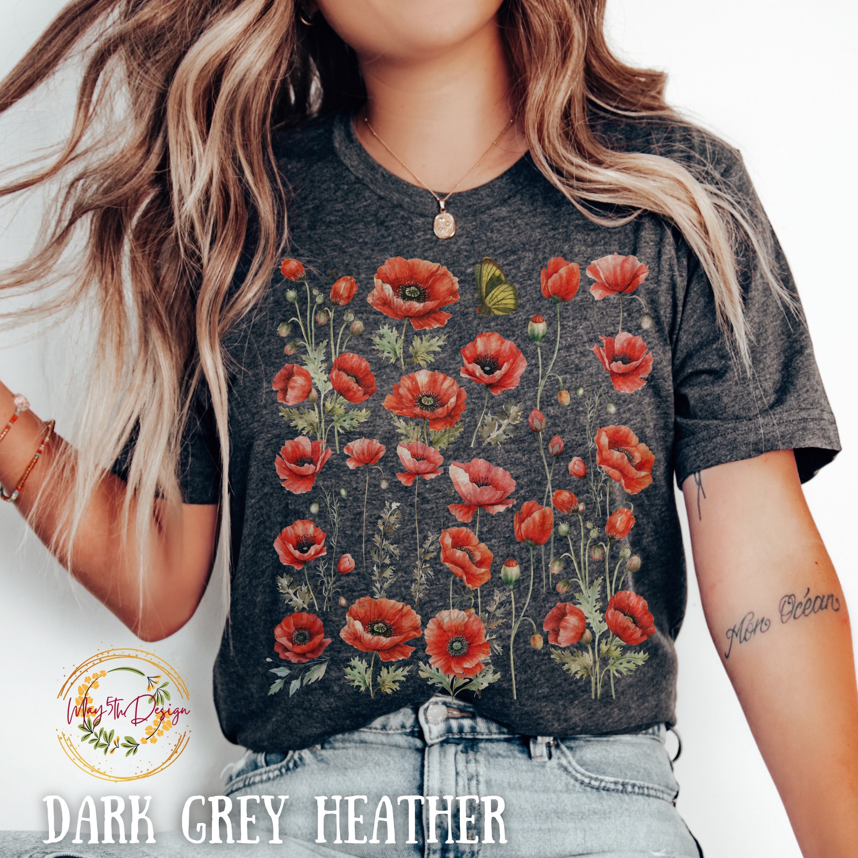 fofofofa×POPPYポップアップTシャツ Poppy Flower Shirt, Poppies Flower Shirt, Poppy Flower