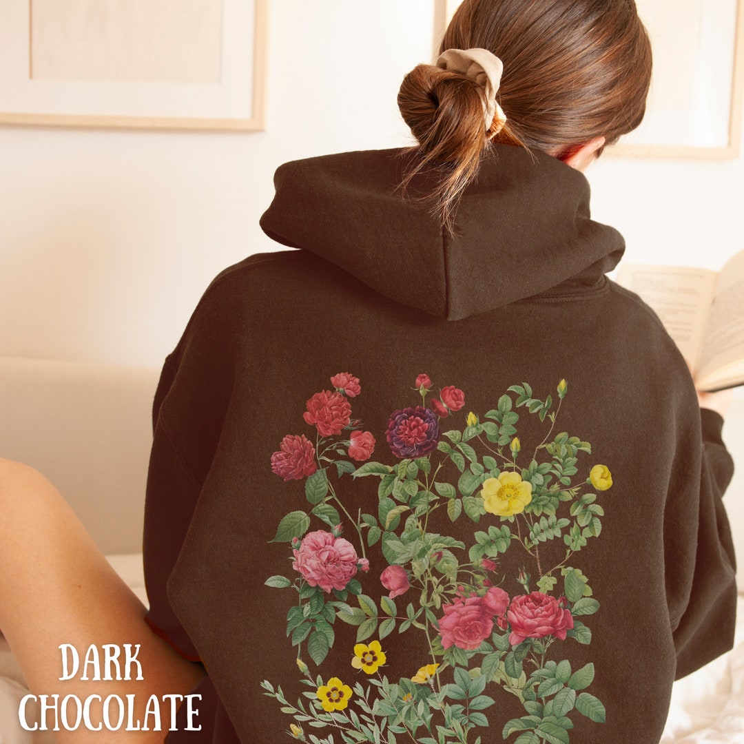 Blumen Kapuzen Sweatshirt, Gepresste Blumen Hoodie, Boho