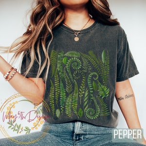 Forester Shirt, Fern Print Shirt Goblincore Fern Botanical Nature Plant