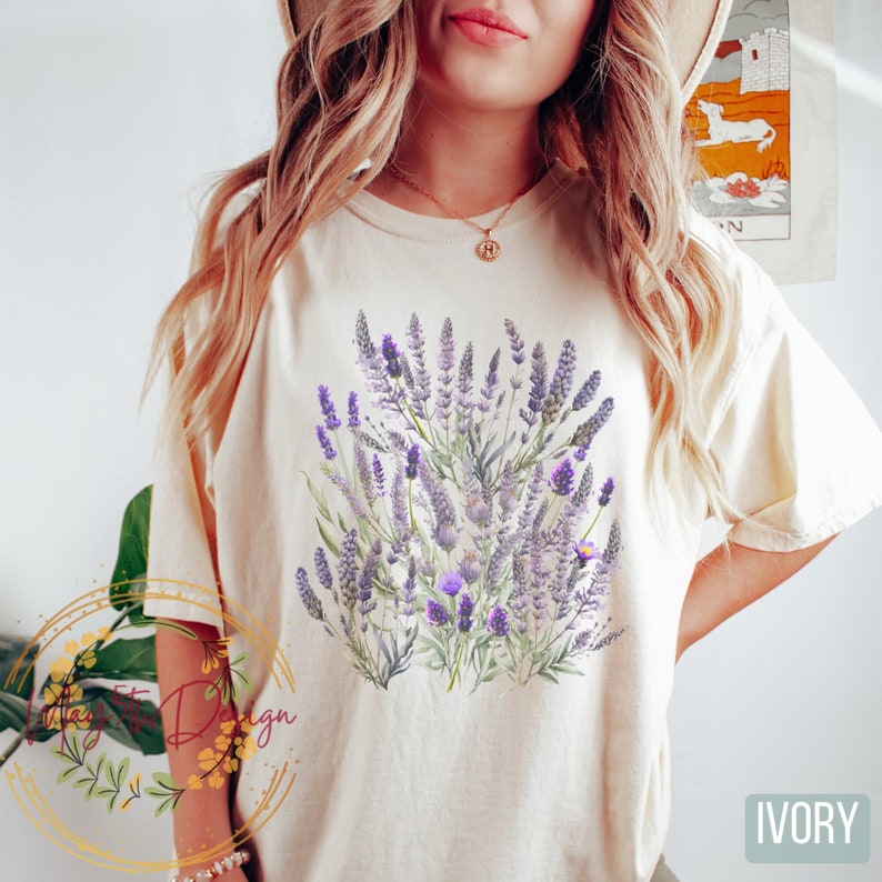 Lavender Botanical Wildflower Comfort Colors Shirt English - Etsy