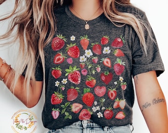Strawberry Shirt Strawberry Clothes Strawberry Top Strawberries Tee Strawberry Gifts Garden T shirt Aesthetic Clothing Summer Fruit Shirt