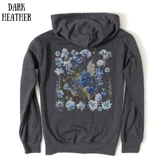 オヘシオ flower applique hooded zip-up Black Floral Zip Hoodie – The Forest Feast