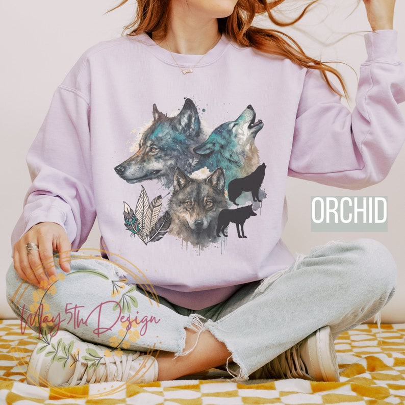 Rising Star Wolf Moon Crewneck Sweatshirt for Women