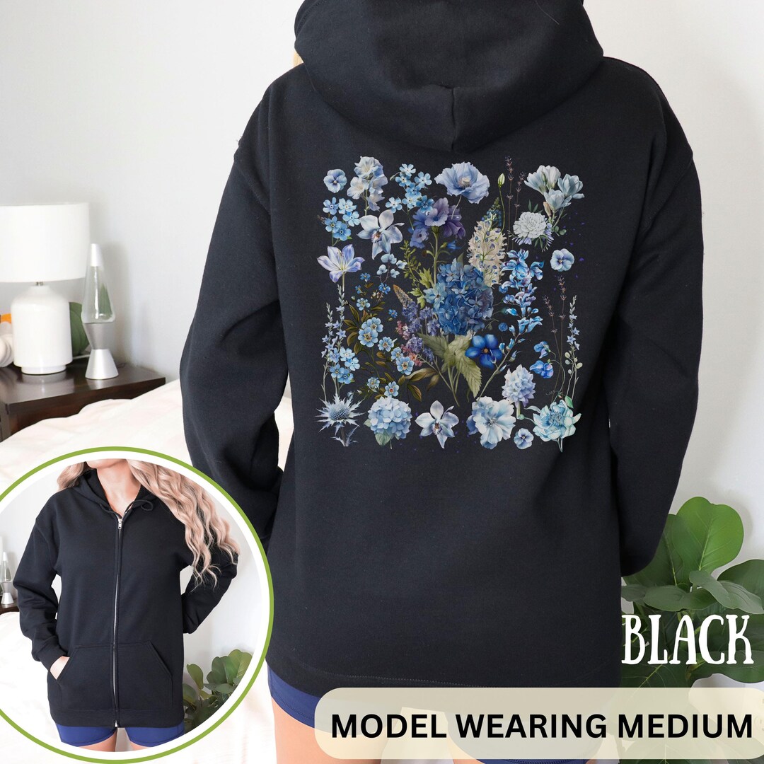 Floral Zip Hoodie Zip up Hoodie Zipped up Hoodie Floral