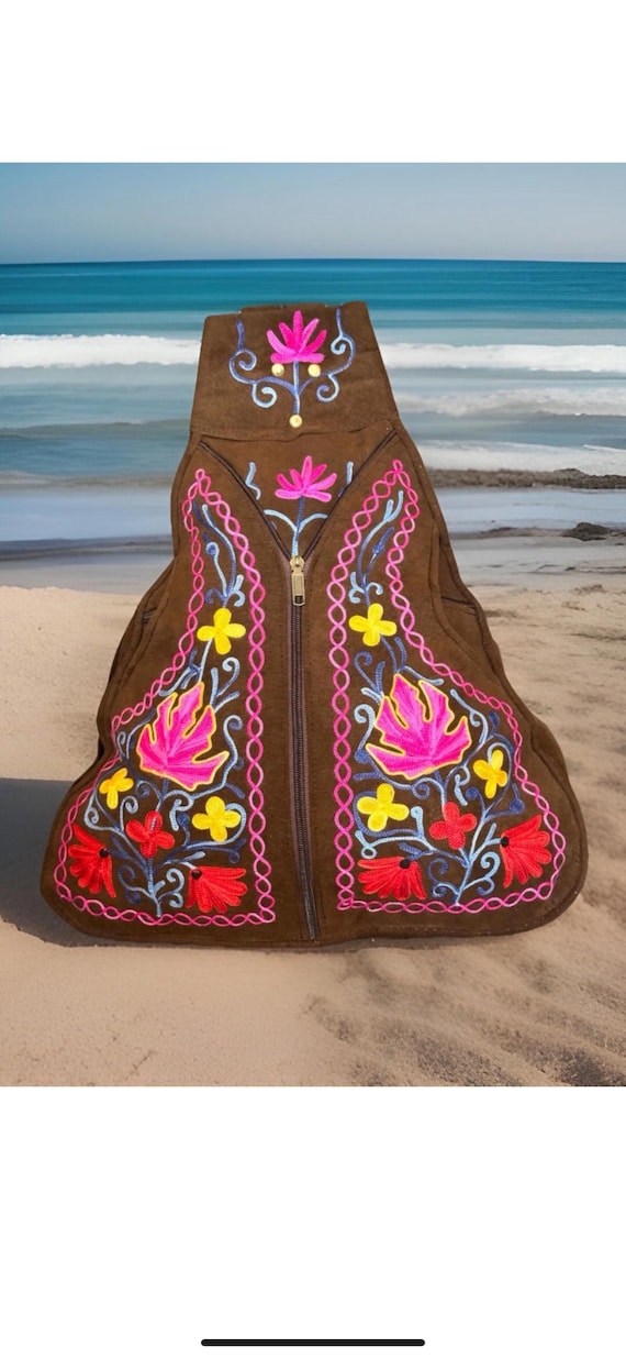 Unique & Hand Embroidery Floral Pattern Back Pack From Kashmir Size 18”by 14”in Stunning & Very Unique Hand Embroidery, Handmade Floral  main image 2