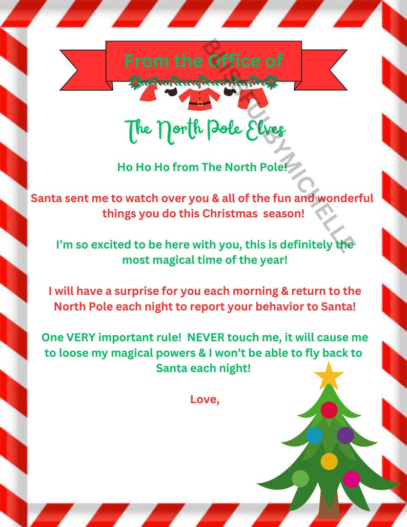 Elf Arrival Letter I'm Back Letter From Elf Hello From Elf Christmas