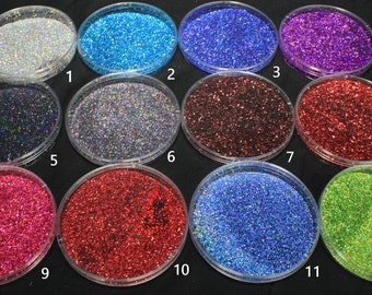Holographic Polyflake Glitter 0.015 "1 oz / 28 grammi per arte, unghie, esche da pesca, trucco, artigianato, bicchieri, cosmetici, rivestimento di potenza