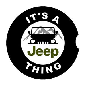Jeep Car Coaster &quot;it&#39;s a Jeep Thing&quot; - Set of 2 - Silver