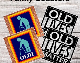 Coaster Set “Old Lives Matter” & “OLDI” – Milestone Birthday Gift