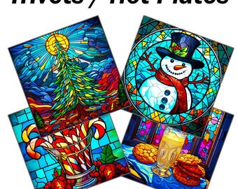 Christmas "Stained Glass Style" Trivets