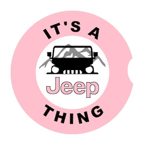 Jeep Car Coaster &quot;it&#39;s a Jeep Thing&quot; - Set of 2 - Pink