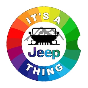 Jeep Car Coaster &quot;it&#39;s a Jeep Thing&quot; - Set of 2 - Rainbow