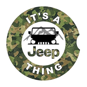 Jeep Car Coaster &quot;it&#39;s a Jeep Thing&quot; - Set of 2 - Camouflage
