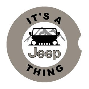 Jeep Car Coaster &quot;it&#39;s a Jeep Thing&quot; - Set of 2 - Gobi