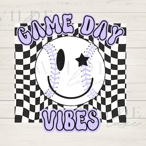 Purple Baseball Game Day PNG Purple School Spirit Baseball SVG Sublimation Trendy Game Day