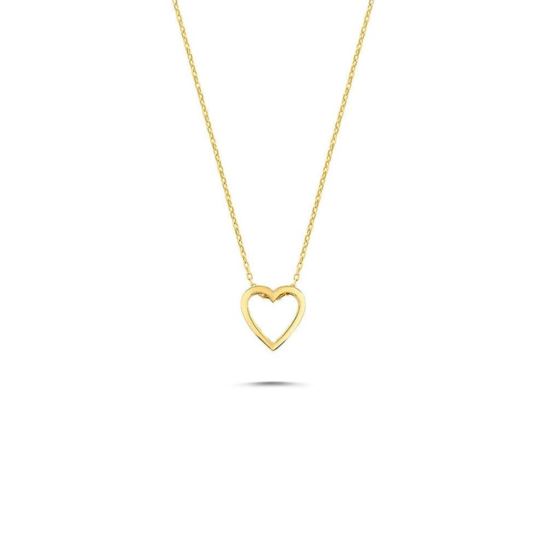 Gold Heart Necklace / Heart Necklace / 14K Solid Gold Heart Love Necklace / Diamond Heart Gold Necklace / Dainty Necklace by Dual Jewellery 14K Yellow Gold