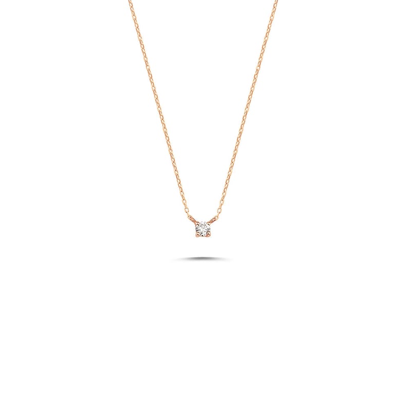 Solitaire Diamond Necklace 14K Solid Gold / Layered Diamond Necklace / Dainty Diamond Necklace / Rose Gold Prong Necklace / Dual Jewellery image 4
