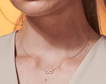 Infinity Gold Necklace / 14k Solid Gold Infinity Necklace / Infinity Charm / Valentines Day Gift / Dainty Necklace / Dual Jewellery