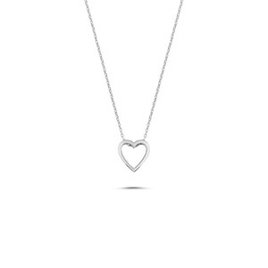 Gold Heart Necklace / Heart Necklace / 14K Solid Gold Heart Love Necklace / Diamond Heart Gold Necklace / Dainty Necklace by Dual Jewellery 14K White Gold