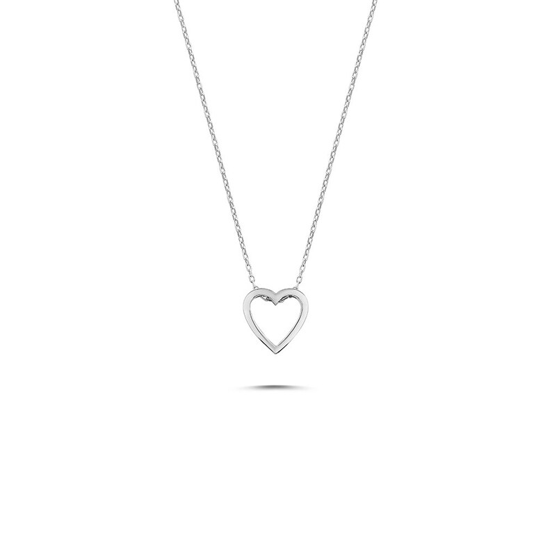 Gold Heart Necklace / Heart Necklace / 14K Solid Gold Heart Love Necklace / Diamond Heart Gold Necklace / Dainty Necklace by Dual Jewellery 14K White Gold