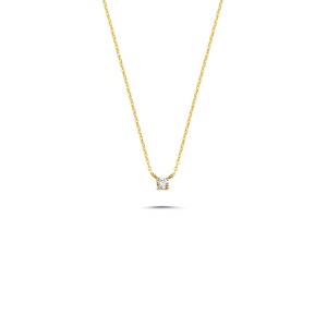 Solitaire Diamond Necklace 14K Solid Gold / Layered Diamond Necklace / Dainty Diamond Necklace / Rose Gold Prong Necklace / Dual Jewellery image 3