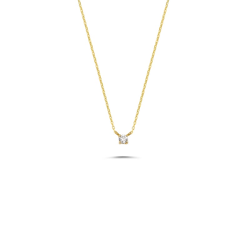 Solitaire Diamond Necklace 14K Solid Gold / Layered Diamond Necklace / Dainty Diamond Necklace / Rose Gold Prong Necklace / Dual Jewellery image 3