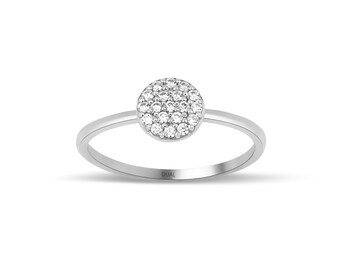 14k White Gold Minimalist Engagement Ring / White Gold Zirconia Ring / Thin Rose Gold Ring / Minimalist Wedding Ring / Dual Jewellery