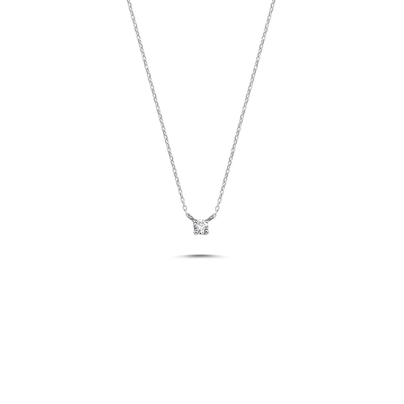 Solitaire Diamond Necklace 14K Solid Gold / Layered Diamond Necklace / Dainty Diamond Necklace / Rose Gold Prong Necklace / Dual Jewellery image 5