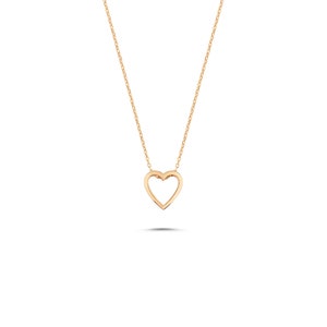 Gold Heart Necklace / Heart Necklace / 14K Solid Gold Heart Love Necklace / Diamond Heart Gold Necklace / Dainty Necklace by Dual Jewellery 14K Rose Gold