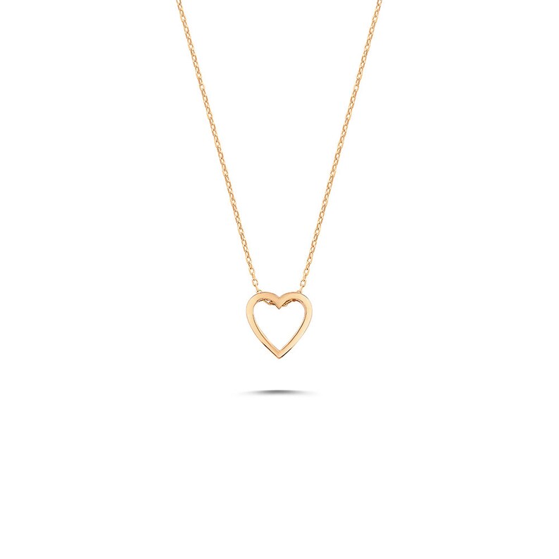 Gold Heart Necklace / Heart Necklace / 14K Solid Gold Heart Love Necklace / Diamond Heart Gold Necklace / Dainty Necklace by Dual Jewellery 14K Rose Gold