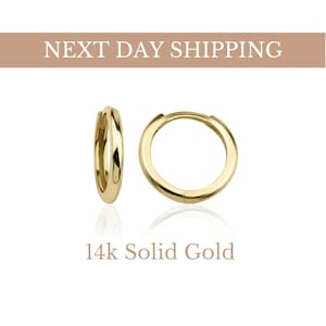 Gold Earrings / 14K Solid Gold Small Hoops / Gold Huggies / Plain Huggies / Rose Gold Hoops / Daily Small Hoops / Dual Jewellery