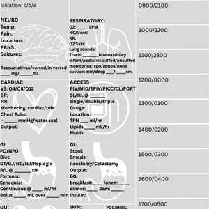 Pediatric Nursing Report Sheet