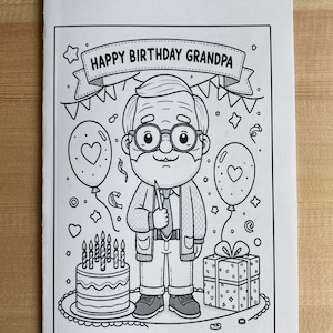Carte d'anniversaire grand-père à colorier, meilleure carte grand-père - téléchargement immédiat