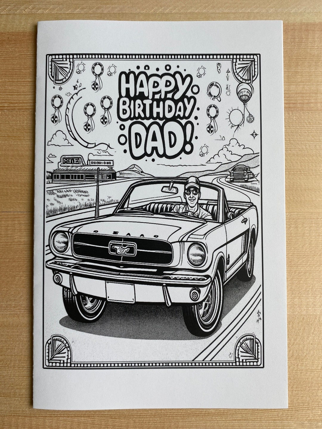 Printable Coloring Birthday Card for Dad, Dads Birthday Gift - Instant ...